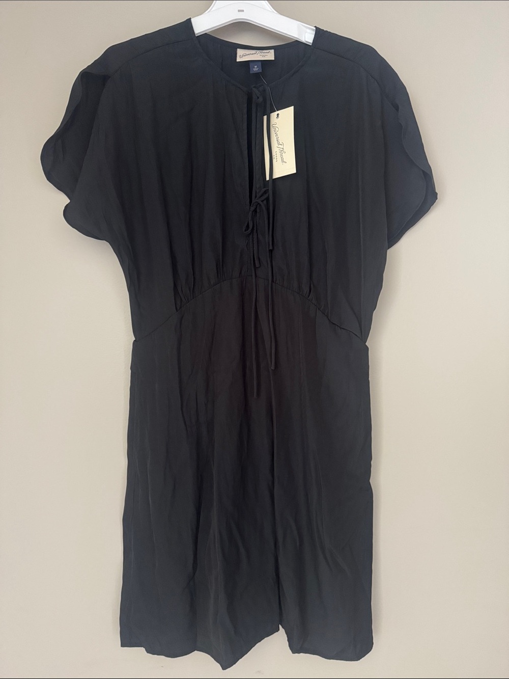Universal Thread Black Short Sleeve Tie-Front Dress